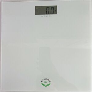 Digital Bathroom Scale  lb/kg/st Tempered Glass Off White NewlineNY New Battery